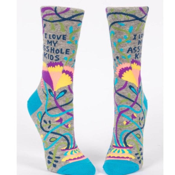“ I LOVE MY ASSHOLE KIDS” women’s Crew Socks - Picture 2 of 3